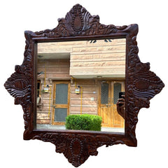 Indian Hand Carved Solid Wood Mirror Frame 116
