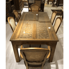 Antique Indian Hand Carved  Solid Wood Dining Table 16