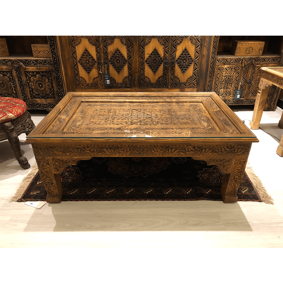 Indian Hand Carved Solid Wood Coffee Table C8