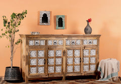 Kalah Hand Carved Solid Wooden Sideboard Buffet 40x180x100cm KLA0146  -  