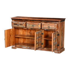 Cromer Indian Reclaimed Wood 3 Drawer Buffet Sideboard Cabinet