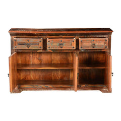 Cromer Indian Reclaimed Wood 3 Drawer Buffet Sideboard Cabinet