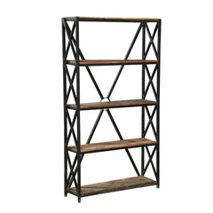 Angel Industrial X -Design 4 Open Shelf Reclaimed Wood Bookcase