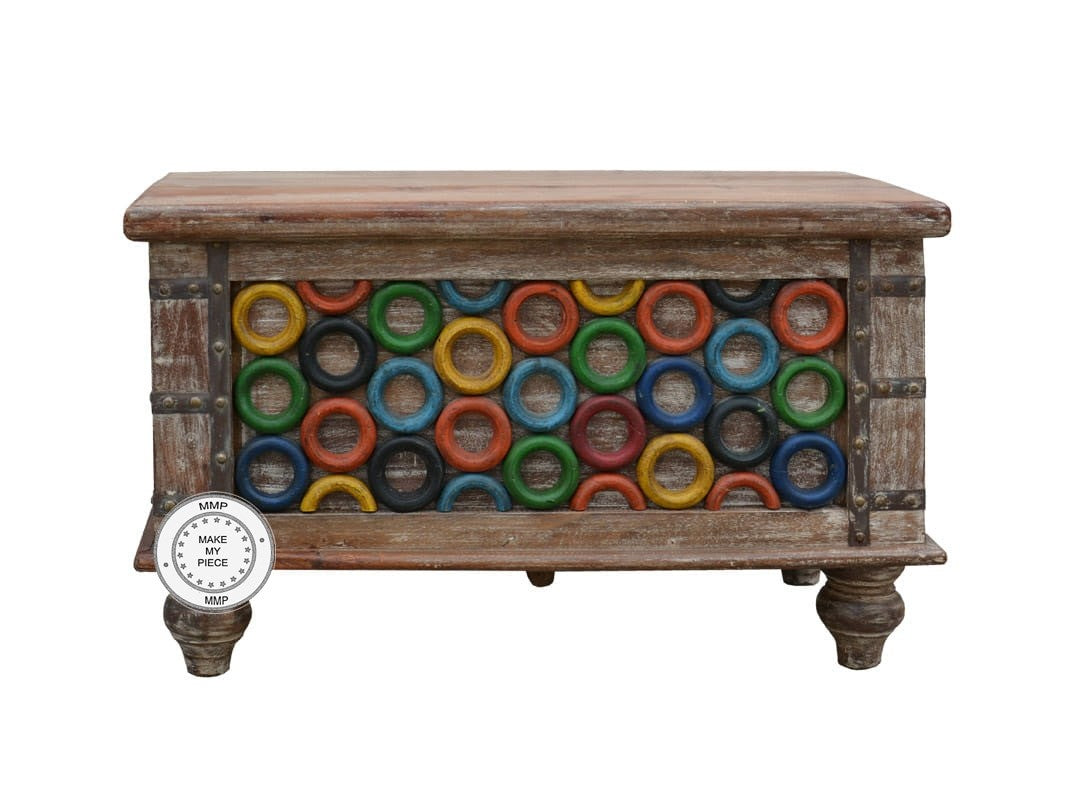 Pandora Hand Painted Colorful Storage Chest Blanket Box