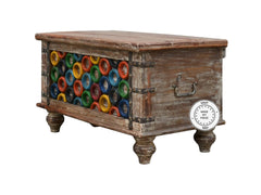 Pandora Hand Painted Colorful Storage Chest Blanket Box