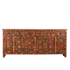 Pandora Indian Floral Hand Painted Solid Wood Sideboard