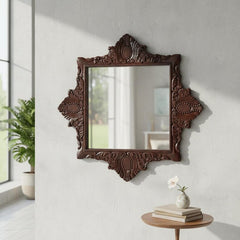 Indian Hand Carved Solid Wood Mirror Frame 116