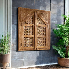 Hand Carved Mango Wood Carvings Wall Hanging Panel 02