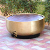 Indian Solid Wood Brass Drum Storage Coffee Table C147