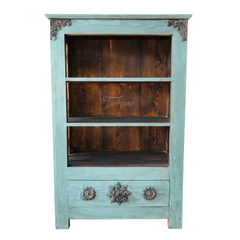 Metal Factory Industrial Indian Solid Wood & Metal Bookshelf B15