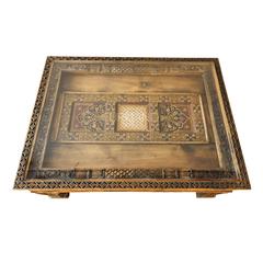 Mughal Hand Painted and Hand Carved Solid Wood Coffee Table C35