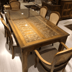 Antique Indian Hand Carved  Solid Wood Dining Table 16