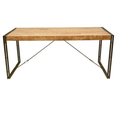 Large Rustic Industrial Style Mango Wood and Iron Dining Table Natural