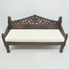 Mughal Garden Hand Carved Balinese Daybed Chocolate M