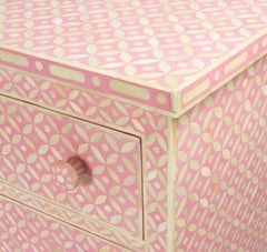 Maaya Bone Inlay Chest of 3 Drawers Pink Mother of Pearl