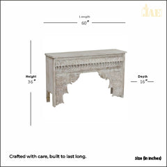 Mehrab Wooden Carved Entryway Console Table White