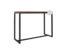 Industrial Metal Factory Indian Solid Wood Console Hall Table Brown