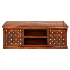 Mogra Antique Brass Work TV Cabinet Brass Work 2 Door