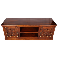 Mogra Antique Brass Work TV Cabinet Brass Work 2 Door