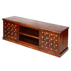 Mogra Antique Brass Work TV Cabinet Brass Work 2 Door