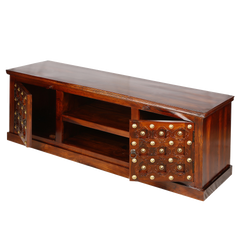 Mogra Antique Brass Work TV Cabinet Brass Work 2 Door