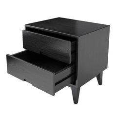 Avalon Indian Solid Wood Side Table With 2 Drawers Black