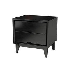 Avalon Indian Solid Wood Side Table With 2 Drawers Black