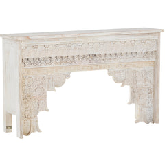 Mehrab Wooden Carved Entryway Console Table White