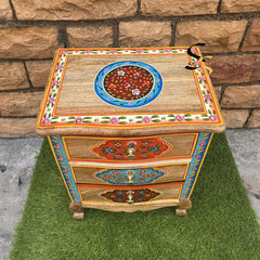 Indian Hand Painted Solid Wood Bedsides Table B5