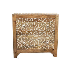 Indian Hand Carved  2-Drawer Solid Wood Bedside Table 10