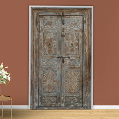 Indian Vintage Antique Hand Carved Reclaimed Wood Door 70