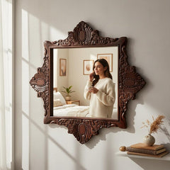 Indian Hand Carved Solid Wood Mirror Frame 116