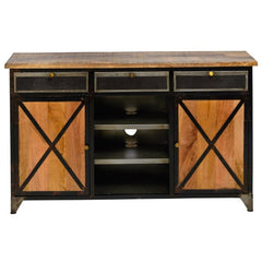 Miller Industrial Wooden Tv Stand Media Cabinet Natural