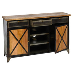 Miller Industrial Wooden Tv Stand Media Cabinet Natural