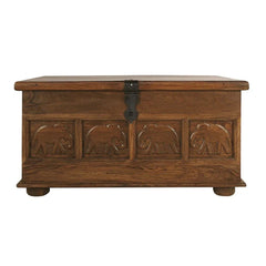 Indian Hand Carved Solid Wood Storage Blanket Box C38
