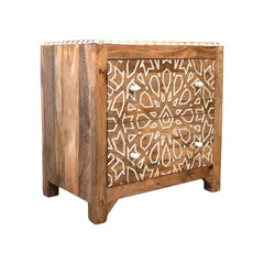 Indian Hand Carved  2-Drawer Solid Wood Bedside Table 10