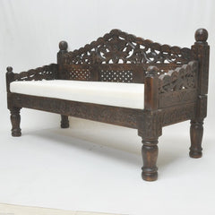 Mughal Garden Hand Carved Balinese Daybed Chocolate M