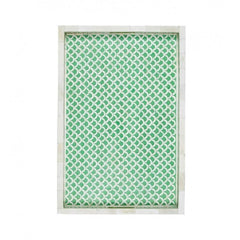 Maaya Fish Scale Bone Inlay Serving Tray - Green 49x39x5cm