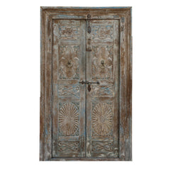Indian Vintage Antique Hand Carved Reclaimed Wood Door 70