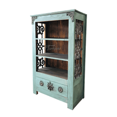 Metal Factory Industrial Indian Solid Wood & Metal Bookshelf B15