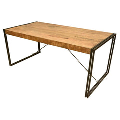 Large Rustic Industrial Style Mango Wood and Iron Dining Table Natural