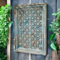 Hand Carved Mango Wood Carvings Wall Hanging Panel 03