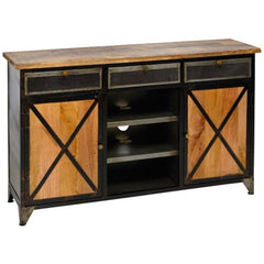 Miller Industrial Wooden Tv Stand Media Cabinet Natural