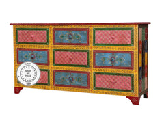 Pandora Hand Painted Indian Solid Wood Sideboard Chest Of Drawers