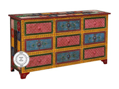 Pandora Hand Painted Indian Solid Wood Sideboard Chest Of Drawers