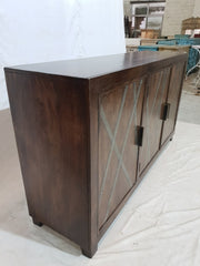 Contemporary metal strip walnut mango wood 3 door sideboard buffet 150x40x85cm