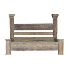 Indian Hand Carved Reclaimed Teak Wood Bed Frame King Size 140