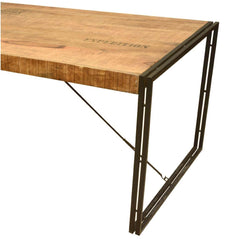 Large Rustic Industrial Style Mango Wood and Iron Dining Table Natural