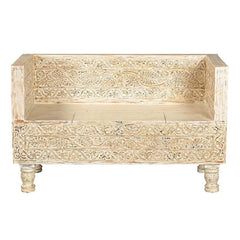 Hand Carved Solid Wood Daybed Sofa With Mattress D25