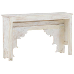 Mehrab Wooden Carved Entryway Console Table White